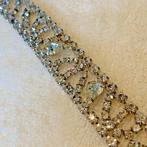 Kramer of NY Vintage Signed Rhinestone Bracelet Silver Tone Statement Bridal